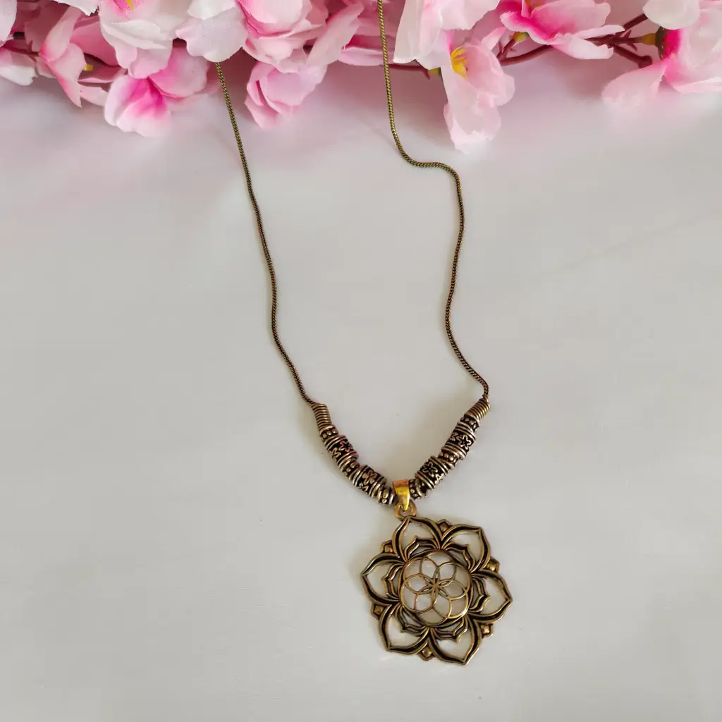Oxidised Mehandi Flower Long Chain
