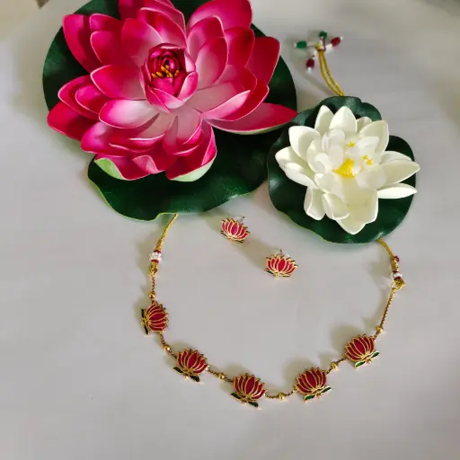 Five Lotus Chain with Earings