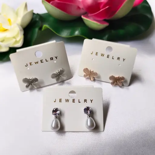 Earings Pearl & Buterfly (Set of 3)