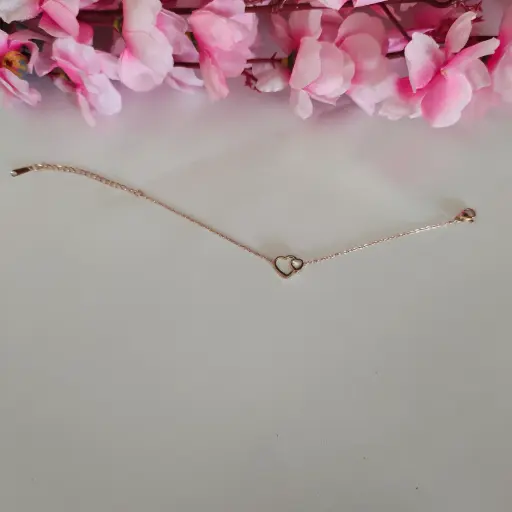 Double Side Bracelet Rose Gold- Heart